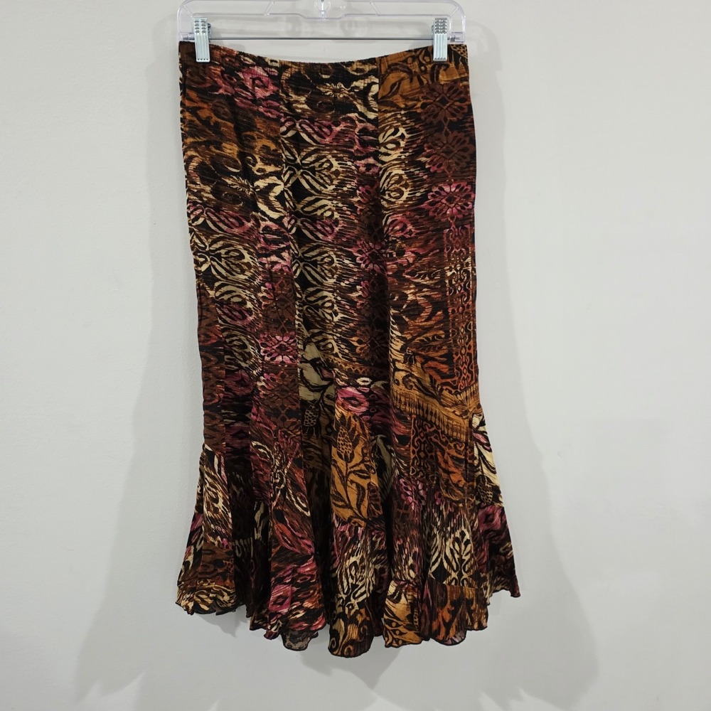 Womens Abstract Maxi Skirt Size Small Flare Boho Floral Colorful Fairy